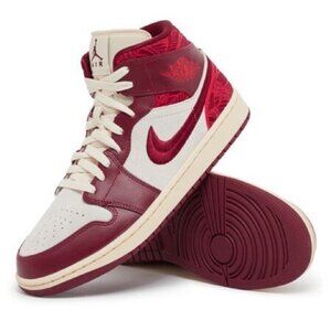 NIKE Air Jordan 1 Mid SE Tiki Leaf Team Red/University Red Sail Sneakers US 5.5